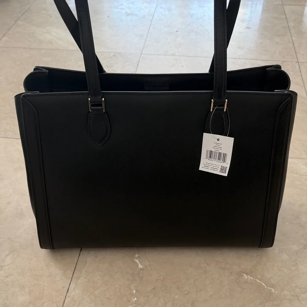 NWT - Kate Spade Outlet Saffiano Large Black Laptop Tote (gold hardware) - Picture 5 of 8